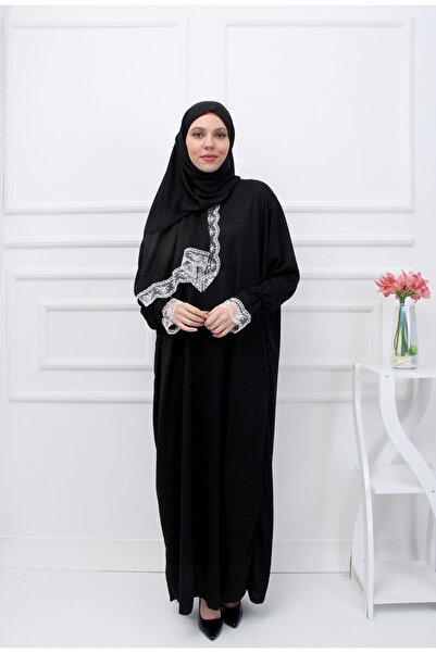 Kutay Collection Seasonal Women's Prayer Dress with Lace and Headscarf - Anti-Sweat Prayer Clothing