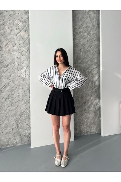 Ekim Store Fusta mini scurtă cu centură de sezon nou
