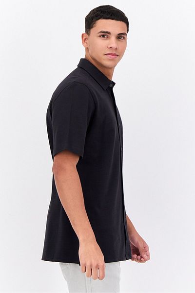 French Connection Men Regular Fit Short Sleeve Solid Polo Shirts, Black