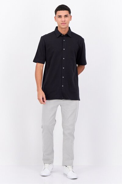 French Connection Men Regular Fit Short Sleeve Solid Polo Shirts, Black