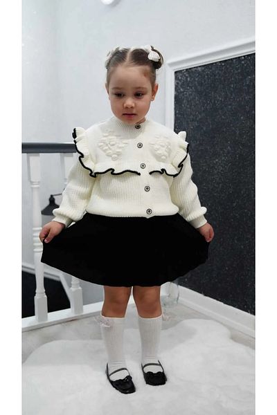 gogo bici Frilly Knitwear Cardigan Pleated Skirt Set Socks and Shoes Are Not Included
