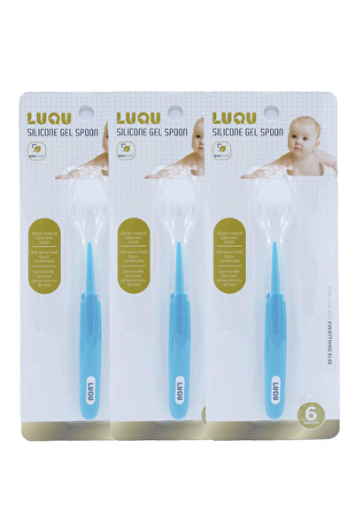LUQU BABY Luqu Spoon Silicone-Blue-Pack of 3