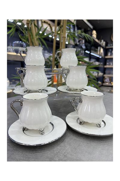 ACAR 6-Piece Luxury Porcelain Felix Cup Set - Silver Legs