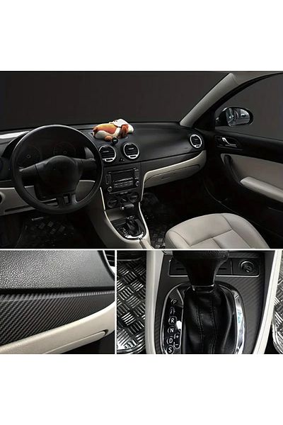 Efe Toys Carbon Fiber Foil Air Ducted Car Flooring Steering Wheel Phone Covering Foil Black 50cm X 2Meters