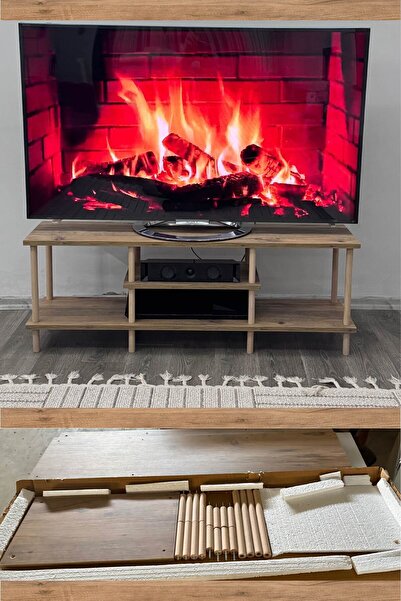 Fahrettin Küçük MILA Çam Ahşap Raflı Televizyon Sehpası, Tv Ünitesi, Tv Sehpa...