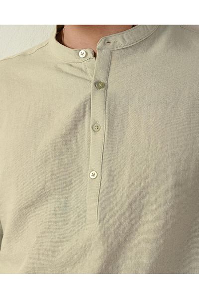 KUN SPORTSWEAR Υπερμεγέθη λινό πουκάμισο ειδικής σχεδίασης - Μοντέλο γιακά Judge