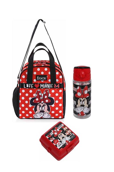 Minnie Mouse طقم مكون من 3 قطع فاخرة مرخصة من ميني - وعاء ماء وصندوق تغذية