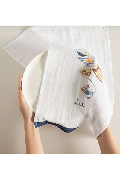 Madame Coco M.C Brunch Muslin Drying Cloth - White/Navy 40*60 cm