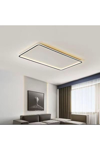 Vonalight 60X40Cm Led Plafonier - 3 Light Colors, Living Room Chandelier, Corridor Lamp, Plafonier, Lighting, Black Front Strip