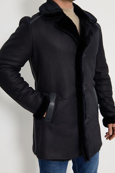 By Marki Marki Men's Genuine Leather Coat - Inner Fur, Natural, Buttoned, Custom & Limited 500522