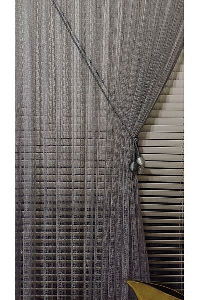 venedik home Avant-Garde Dark Gray Color 1X3 Knitted Mesh Tulle Curtain - Close Pleat Special Sewing