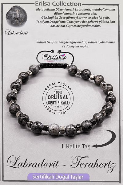 Erilsa Certified Aaa+ Quality Real Terahertz - Labradorite Stone Bracelet