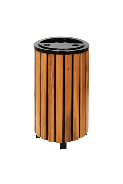 abencelik Ahşaplı Dış Mekan Çöp Kovası Avm Park Bahçe Metal Çöp Kutusu