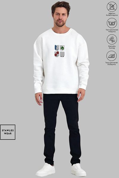 stawles wear Φούτερ Unisex Regular Cut με μακρυμάνικο Titan Horse με στάμπα με λαιμόκοψη χωρίς κουκούλα