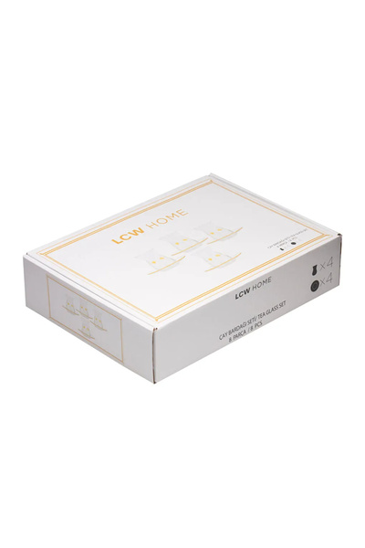 LC Waikiki Lcw Home 4-Person Yellow Printed Glass Tea Cup Set - t t