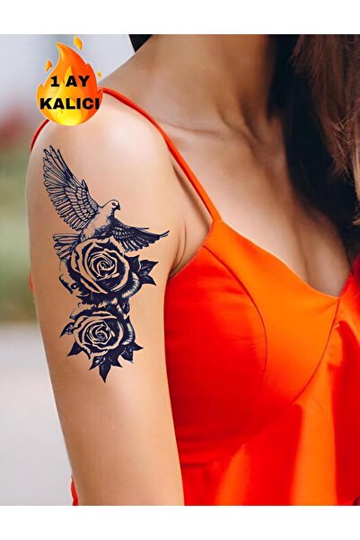 Mecit Tuhafiye 1 AY KALICI GÜVERCİN GÜL KOL VUCUT İÇİN GEÇİCİ DÖVME