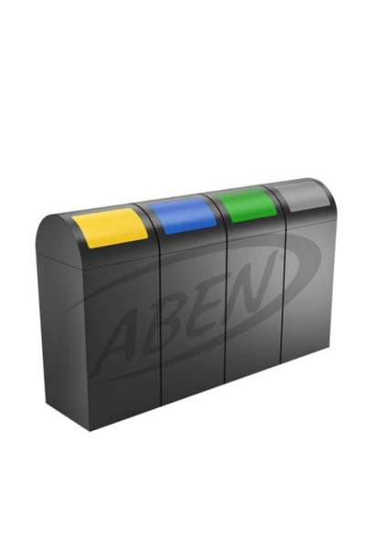 abencelik 4'lü Metal Sıfır Atık Kutusu Geri Dönüşüm Çöp Kovası