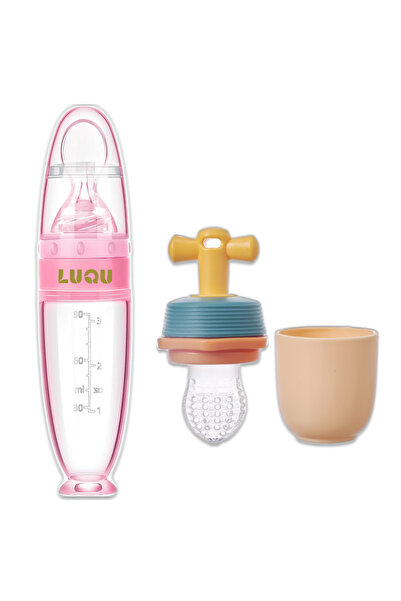 LUQU BABY وحدة تغذية طعام الأطفال، وحدة تغذية مصاصة على شكل فواكه لتخفيف آلام التسنين لدى الأطفال - باللون الأزرق