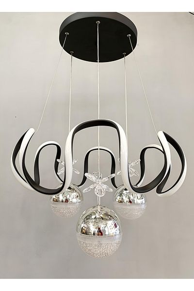 TREND Modern Black Led Chandelier with 3 Stage Cloud Candy Bulk