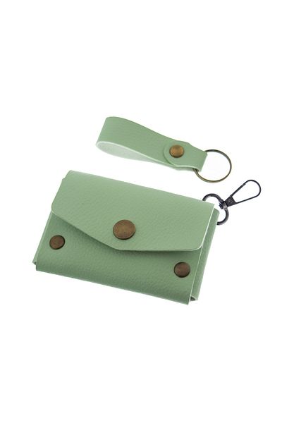 Miaju Light Green Color, Leather, Coin Purse Set with Hook, Best Gift for Special Occasions, Special Production