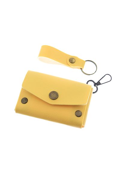 Miaju Yellow Color, Leather, Coin Purse Set with Hook, Best Gift for Special Occasions, Special Production