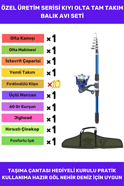 Thriftbuds Özel Üretim Taşıma Çantalı Şık Hazır Balık Tam Takım Kurulu Hobi Kıyı Olta Seti - 3m Kamış