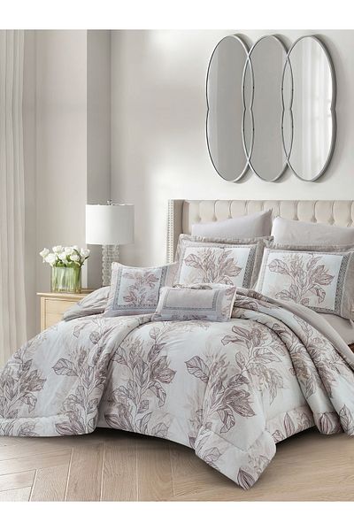 Donetella Cotton Printed Comforter Set 8-Pcs King Size(260 X 240 Cm) With 350 GSM Filling