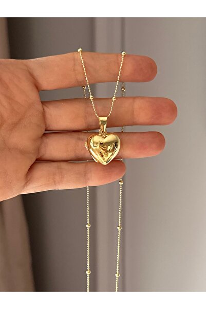emy by emel luxury silver jewelry Altın Kaplama Açılabilir Kapaklı Kalp Madal...