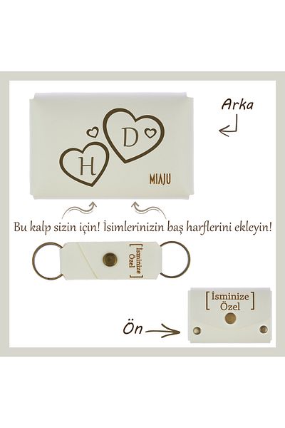 Miaju White Heart and Letter Motif Wallet and Keychain Set for Your Lover - Eye-Catching Design for Your Love
