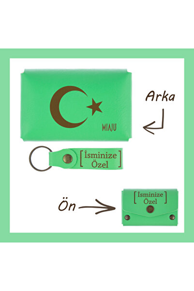 Asortishey Pistachio Green, Crescent and Star Written, Personalized Wallet an...