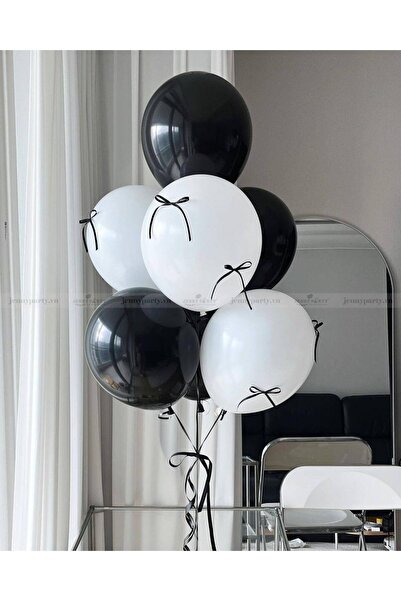 aşkın concept FİYONKLU BAALON SETİ SİYAH BEYAZ 10 ADET BALON 10 ADET HAZIR Fİ...