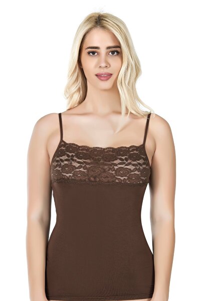 Genel Markalar İç Giyim Derya Kurşun İnce Askılı Önü Dantel Atlet