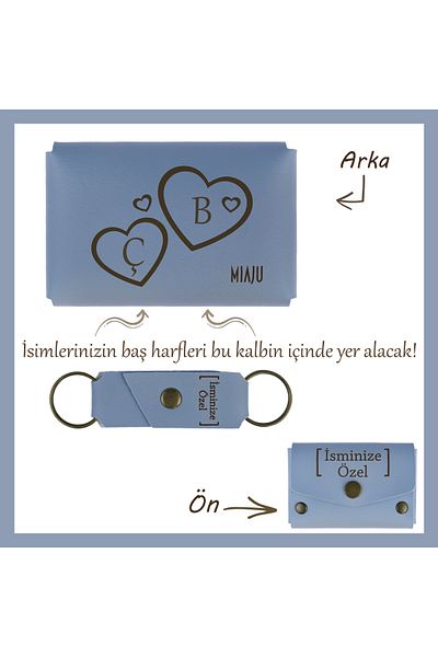 Miaju Sky Blue - Keep Your Love Lasting! Name and Letter Custom Wallet and Keychain Set