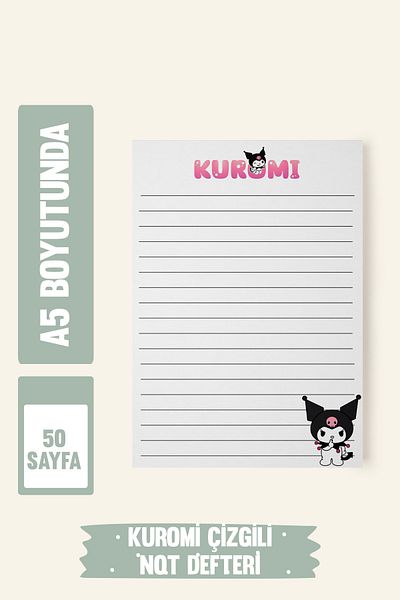 Srctech Kuromi Lined Notepad Memo Pad Notepad 50 Sheets A5 Size