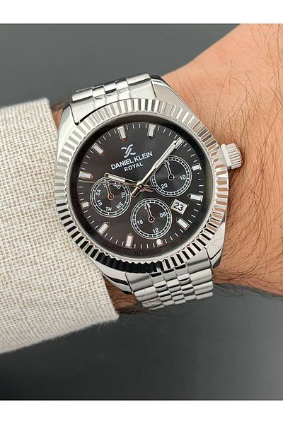 Daniel Klein Silver Black Color Men Wrist Watch 3 Atm Waterproof
