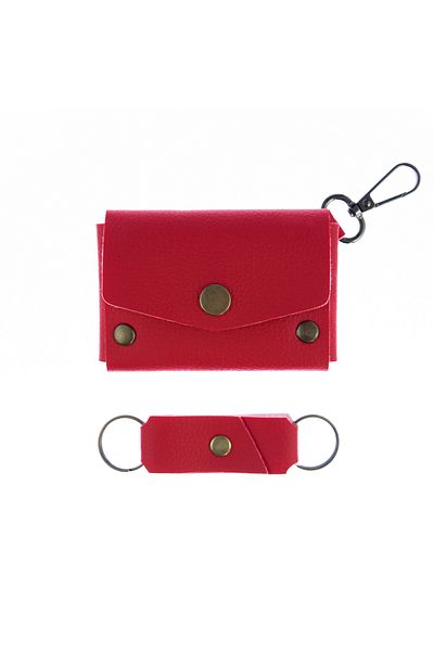 Miaju Red Color Leather Coin Purse Set with Hooks, Best Gift for Special Occasions