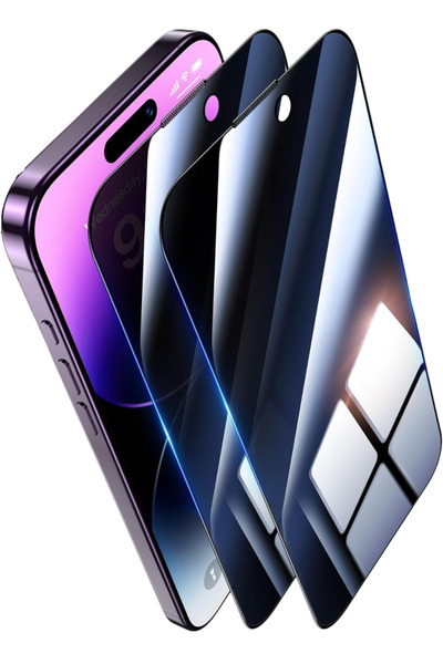 Evax [2x Shield Hayalet] iPhone 14 Pro Uyumlu Hayalet Tam Kaplayan Shield Cam...