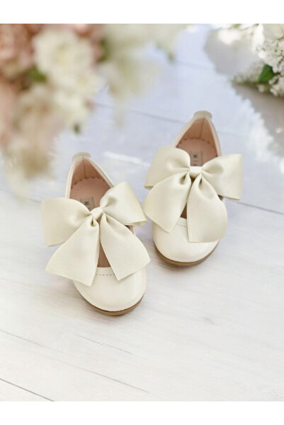 PATİK BEBE Dziewczęce kremowe kokardki ortopedyczne stylowe baleriny