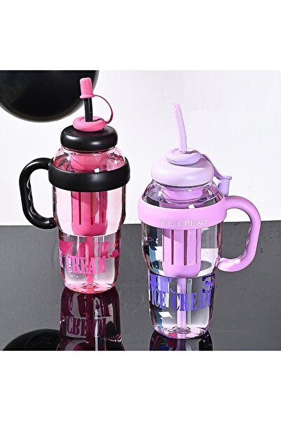 Livava Ice Cream Drinking Bowl with Straw and Strainer, 30X11 - Purple