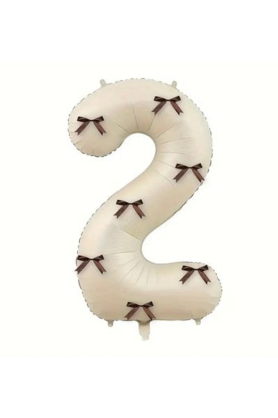 aşkın concept 76 cm Instant Coffee Bow - Cream Beige Number Balloon Foil