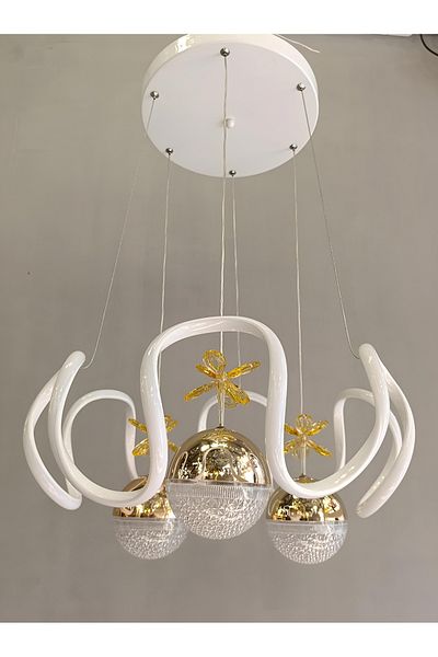 TREND Modern White Led Chandelier with 3 Stage Cloud Candy Bulk