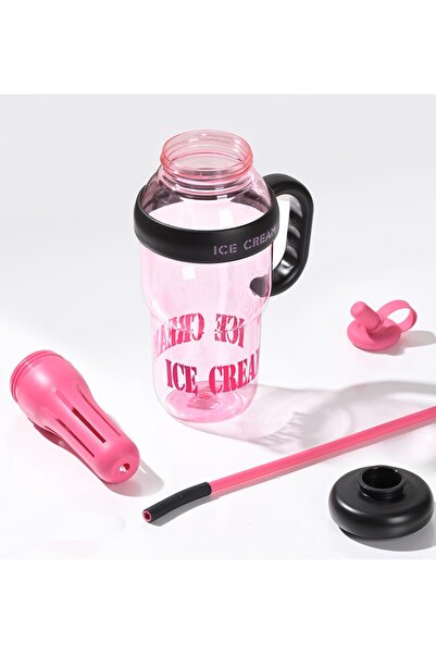 Livava Ice Cream Cup with Straw and Strainer, 30X11 - Green-