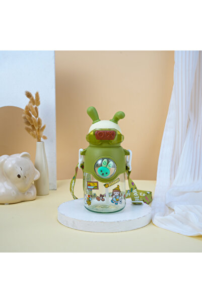 Livava Rabbit Water Bowl, with Hanger and Straw, 20X10 - Green-