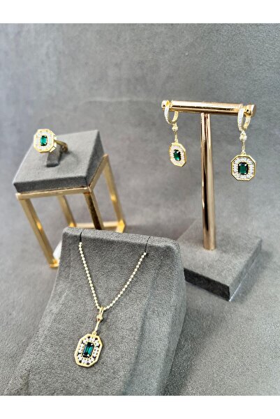 Silvano Jewelry 925 Ayar Selenay Kolye Küpe Yüzük Seti