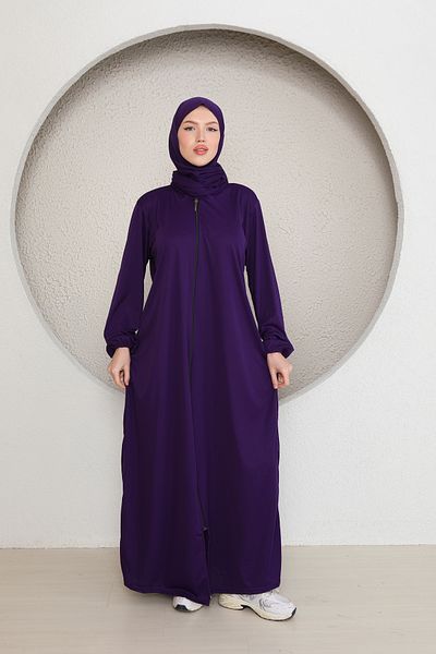 Kutay Collection Rochie de rugăciune musulmană pentru femei cu fermoar lung și înfășurare