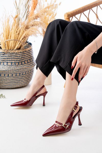 Egepass Eliz One Strap Elegant Women's Heeled Shoes with Stylish Buckle