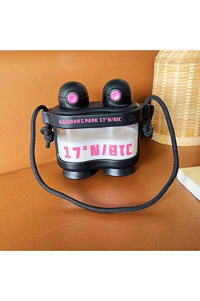 Livava وعاء شرب للمناظير، مع شفاطة وحزام، 18×15 - أسود-