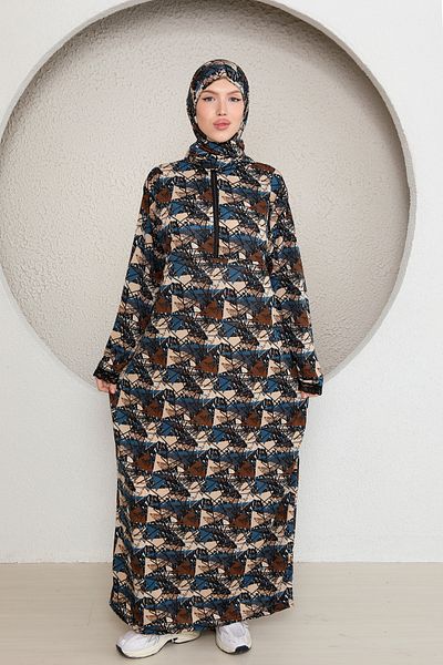 Kutay Collection Half Zipper Wrap Hijab Women's Prayer Dress