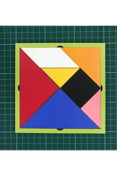 Liva Colorful Wooden Tangram Puzzle 15X15 cm