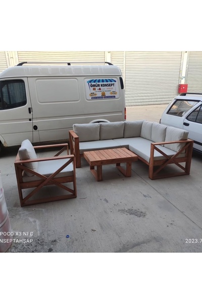 ömür konsept ahşap Bahçe balkon köşe takımı ve tekli